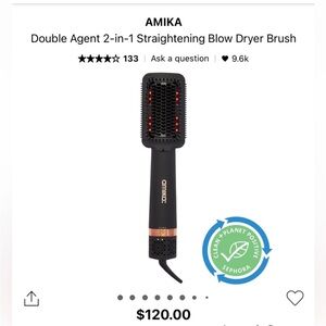 Amika Black and Gold Straightening Blow Dryer Brush
